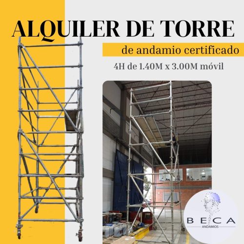 torre de andamio certificada 4H x 1,40 x 3m