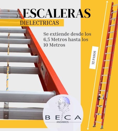 Escalera dielectrica, se extiende 6,5 metros hasta los 10 metros
