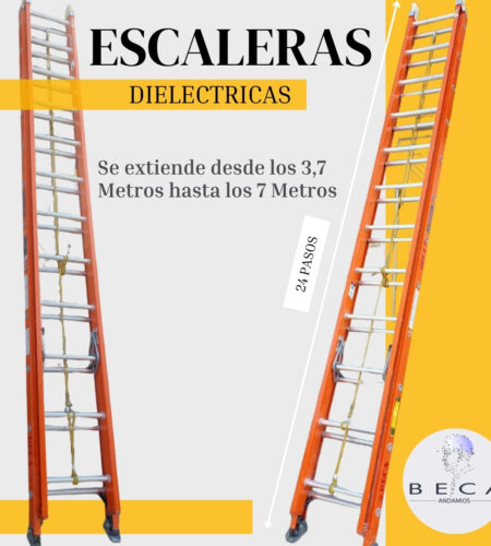 Escalera dielectrica, se extiende desde los 3,7m a los 7 m