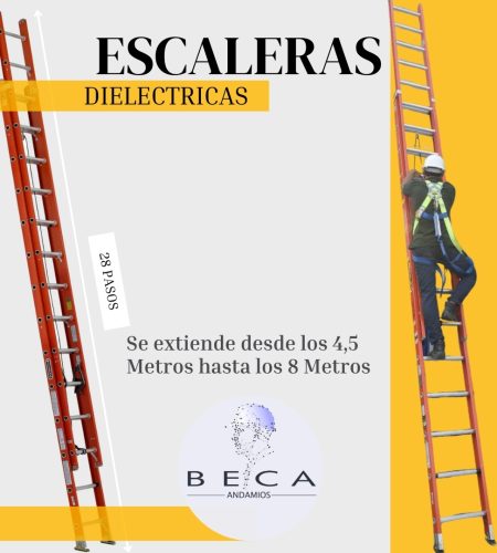 Escalera dielectrica, se extiende desde los 4,5m a los 8 m