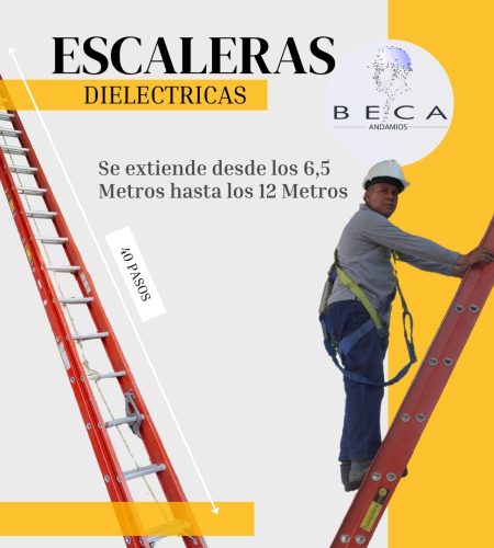 Escalera dielectrica, se extiende desde los 6,5m a los 12 m